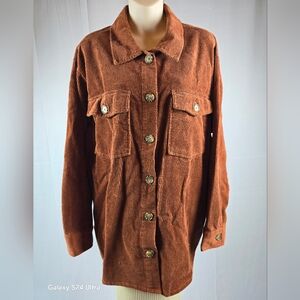 Time and True Corduroy Button Down Shacket XX Large Rust New